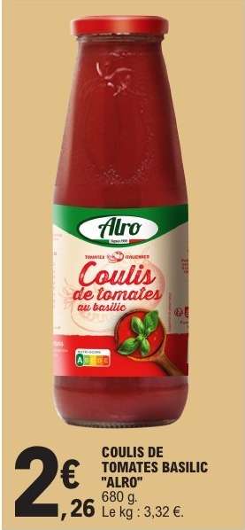 COULIS DE TOMATES BASILIC "ALRO"