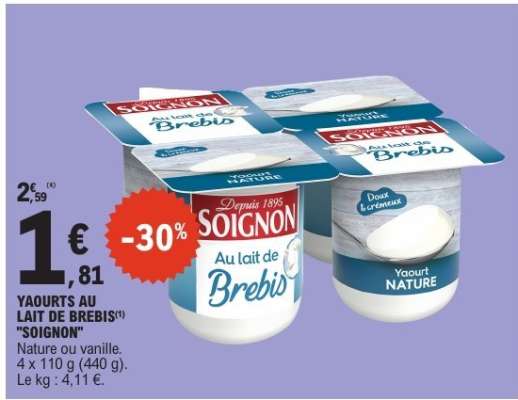 YAOURTS AU LAIT DE BREBIS "SOIGNON"