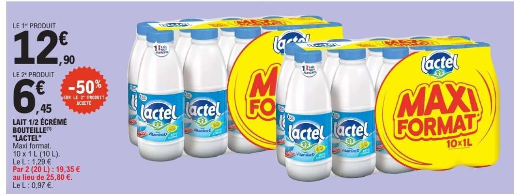 LAIT 1/2 CRÉMÉ BOUTEILLE 'LACTEL'