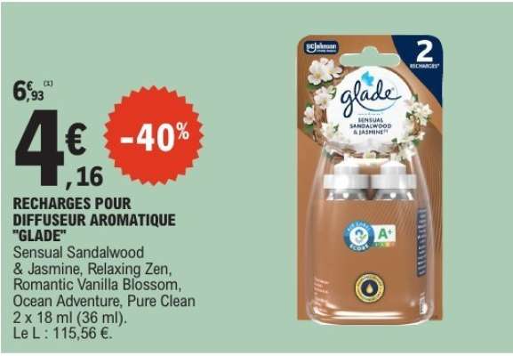 RECHARGES POUR DIFFUSEUR AROMATIQUE "GLADE"