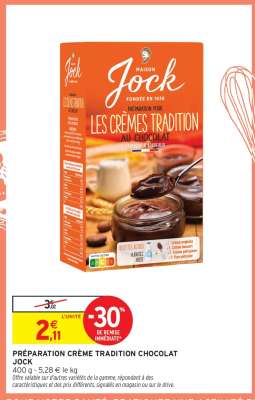 PRÉPARATION CRÈME TRADITION CHOCOLAT JOCK