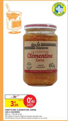 CONFITURE CLÉMENTINE CORSE LES 4 SAISONS