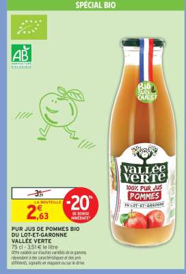 PUR JUS DE POMMES BIO DU LOT-ET-GARONNE VALLÉE VERTE