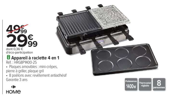 Appareil à raclette 4 en 1