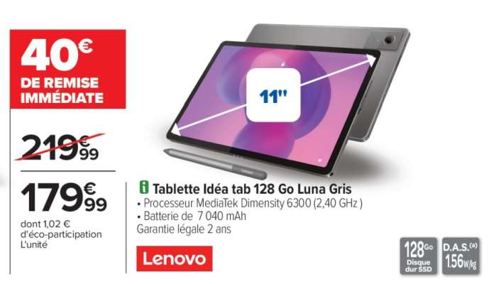 Tablette Idea tab 128 Go Luna Gris