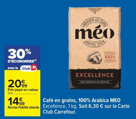 Café en grains, 100% Arabica MEO Excellence, 1 kg