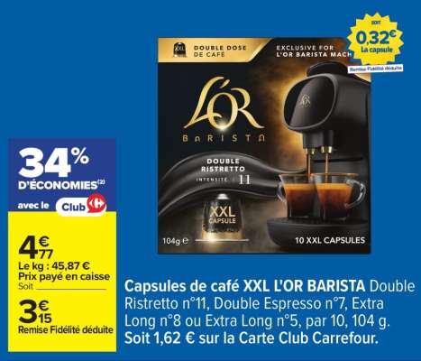 Capsules de café XXL L'OR BARISTA