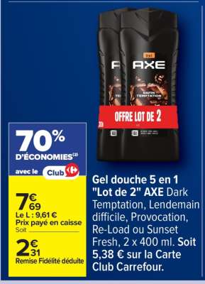 Gel douche 5 en 1 "Lot de 2" AXE