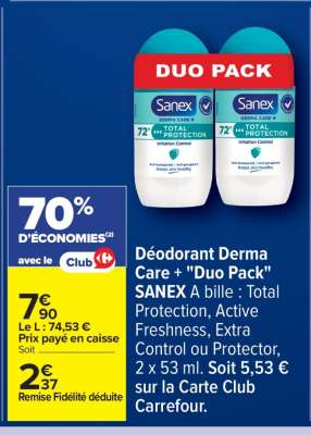 Déodorant Derma Care + "Duo Pack" SANEX