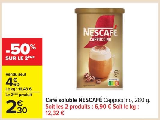 Café soluble NESCAFÉ Cappuccino, 280 g