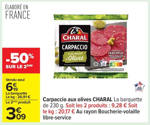Carpaccio aux olives CHARAL