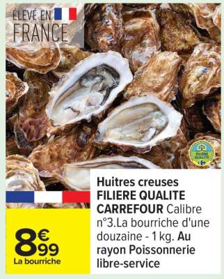 Huitres creuses FILIERE QUALITE CARREFOUR Calibre n°3