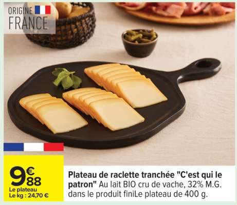 Plateau de raclette tranchée "C'est qui le patron"