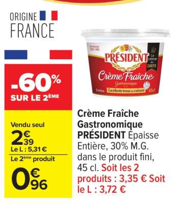 CRÈME FRAÎCHE GASTRONOMIQUE PRESIDENT