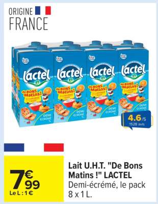 Lait U.H.T. "De Bons Matins !" LACTEL