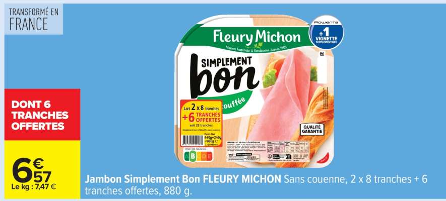 Jambon Simplement Bon Fleury Michon