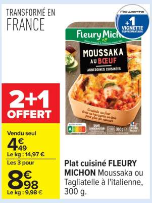 Plat cuisiné FLEURY MICHON Moussaka ou Tagliatelle à l'italienne, 300 g