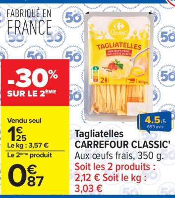 TAGLIATELLES CARREFOUR CLASSIC
