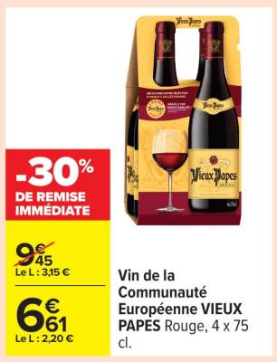 Vin de la Communauté Européenne VIEUX PAPES Rouge, 4 x 75 cl