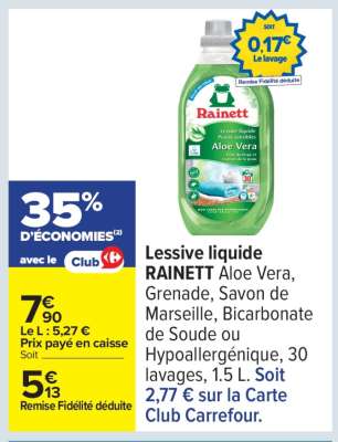 Lessive liquide RAINETT Aloe Vera