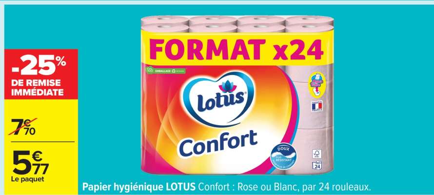 PAPIER HYGIÉNIQUE 'LOTUS CONFORT'
