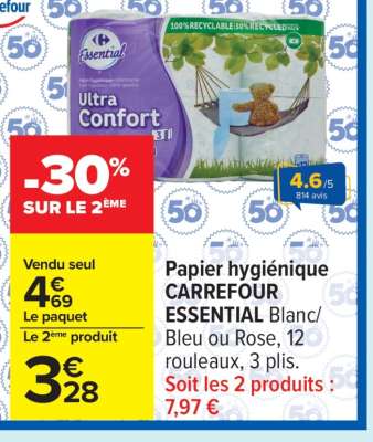 Papier hygiénique CARREFOUR ESSENTIAL