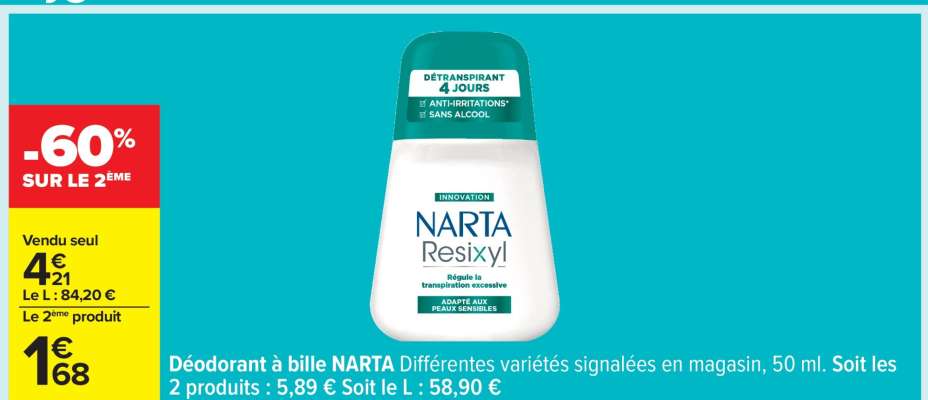 Déodorant à bille NARTA