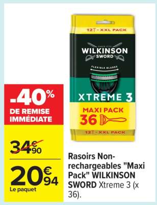 Rasoirs Non-rechargeables "Maxi Pack" WILKINSON SWORD Xtreme 3 (x 36)