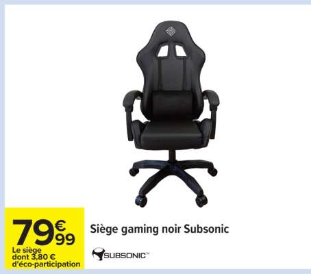 Siège gaming noir Subsonic