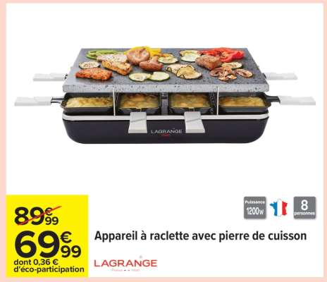 Appareil à raclette avec pierre de cuisson