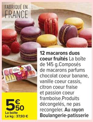 12 macarons duos coeur fruités