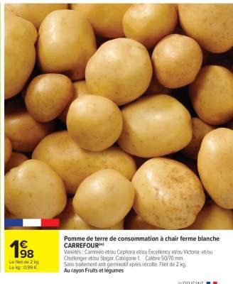 Pomme de terre de consommation à chair ferme blanche CARREFOUR