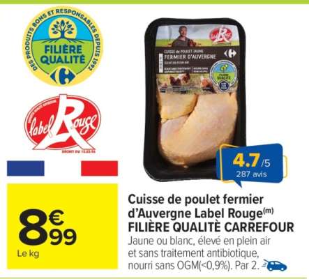 Cuisse de poulet fermier d’Auvergne Label Rouge