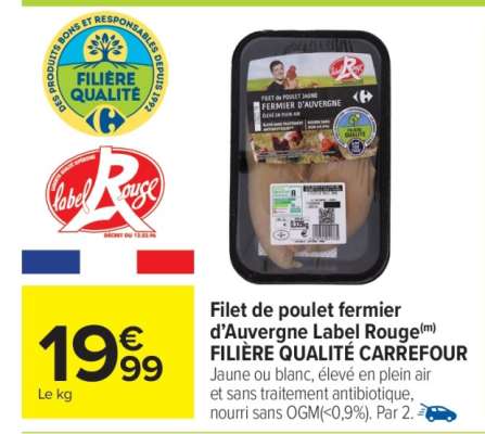 Filet de poulet fermier d’Auvergne Label Rouge