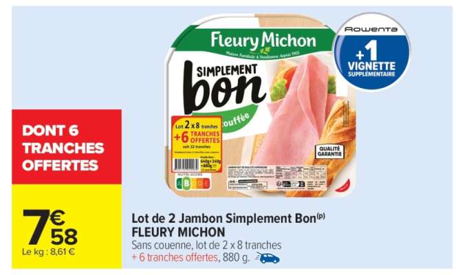 Lot de 2 Jambon Simplement Bon FLEURY MICHON