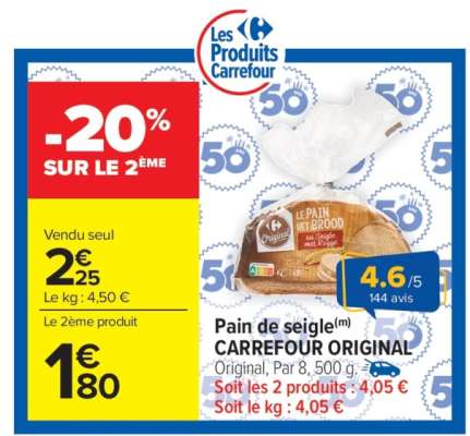 Pain de seigle CARREFOUR ORIGINAL