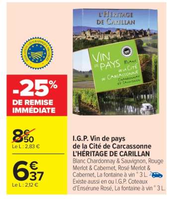 I.G.P. Vin de pays de la Cité de Carcassonne L’HÉRITAGE DE CARILLAN