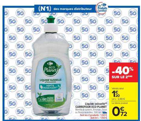 Liquide vaisselle CARREFOUR ECO PLANET