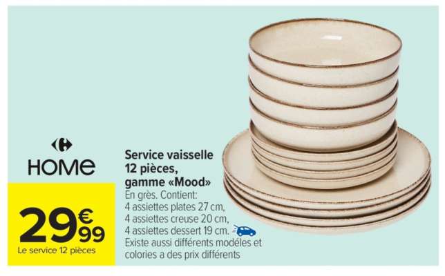 Service vaisselle 12 pièces gamme «Mood»
