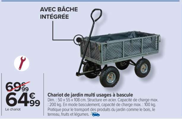 Chariot de jardin multi usages à bascule