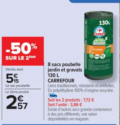 8 sacs poubelle jardin et gravats 130 L CARREFOUR