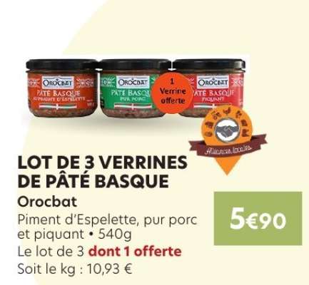 LOT DE 3 VERRINES DE PÂTÉ BASQUE