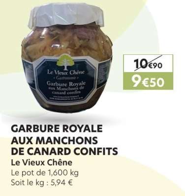 GARBURE ROYALE AUX MANCHONS DE CANARD CONFITS