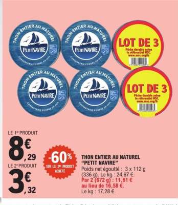 Thon entier au naturel 'Petit Navire'