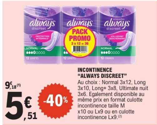 INCONTINENCE “ALWAYS DISCREET”