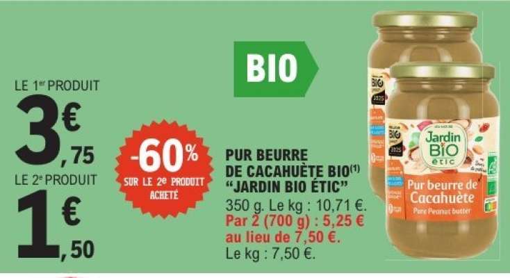 Pur Beurre de Cacahuète Bio "Jardin Bio Étic"