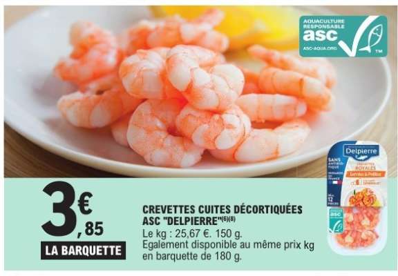 CREVETTES CUITES DÉCORTIQUÉES ASC "DELPIERRE"
