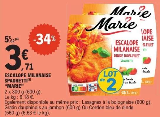 ESCALOPE MILANAISE SPAGHETTI MARIE