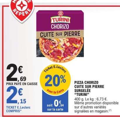 Pizza Chorizo Cuite sur Pierre Surgelée 'Turini'