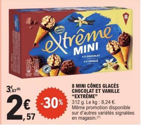 8 MINI CÔNES GLACÉS CHOCOLAT ET VANILLE “EXTRÊME”